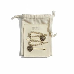 Dolce & Gabbana Devotion Pearl Heart Hair Clip Set w/ Dust Bag